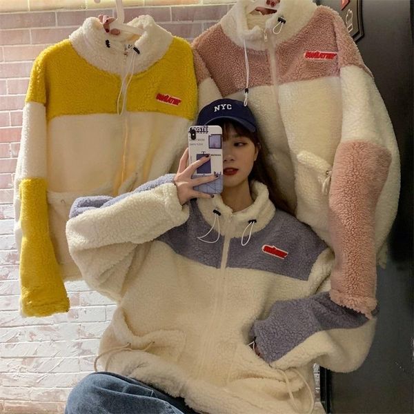 

women's hoodies & sweatshirts cashmere coat autumn and winter women sweater korean oversize design thickened cardigan loose top, Black