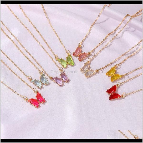 

necklaces & pendants fashion glass crystal butterfly pendant for women gold color clavicle chain necklace choker jewelry gifts drop delivery, Silver
