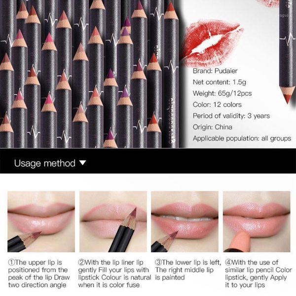 

pcs/set waterproof lipstick lip liner long lasting matte lipliner pencil pen 270a1