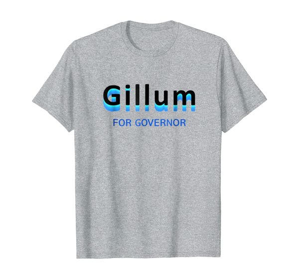 

gillum for governor t-shirt blue gradient, White;black