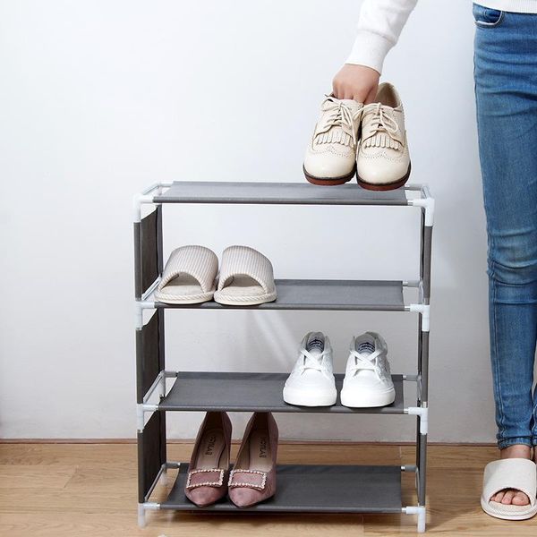 Ganchos Trilhos Multi-Functional Sapatos Multi-Camada De Aço Inoxidável De Armazenamento Tecido De Armazenamento Simples Dormitório Stand Organizador