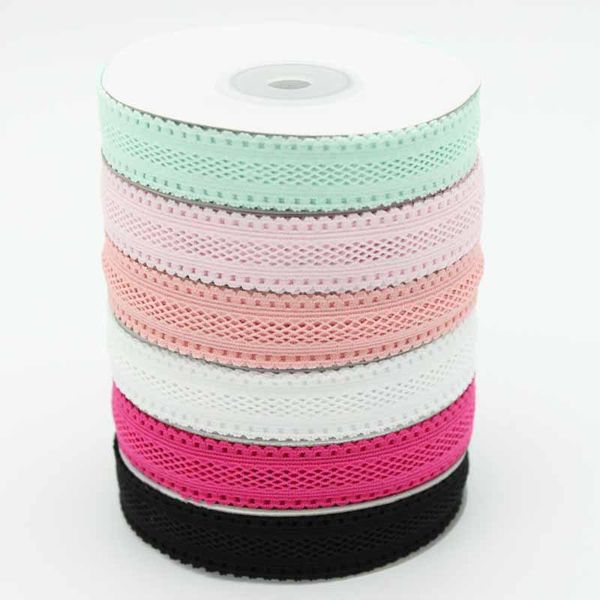 

10colors 18mm hollowed lace elastic ribbon stretch webbing woven tape for tie shoe garment accessories, Pink;blue