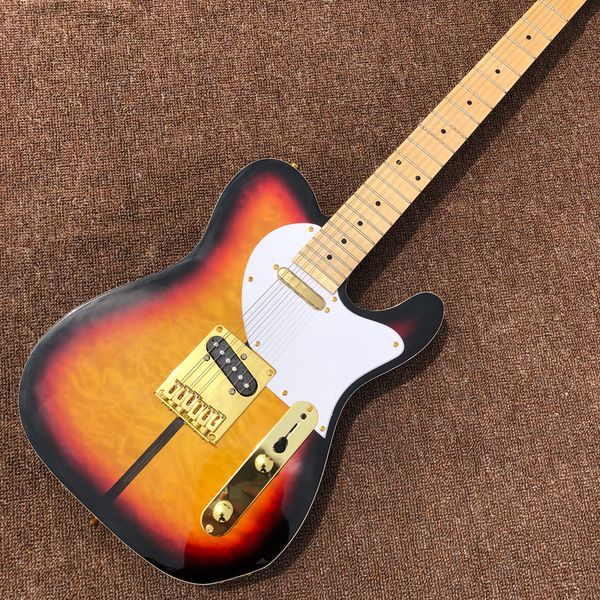 

electric guitar,gold hardware,maple fingerboard,burst color quilte maple