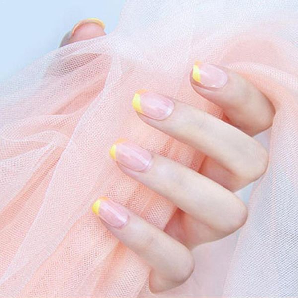 

square flame fake nails design blue purple tips pattern art full cover artificial nail false fire decal y2d81, Red;gold