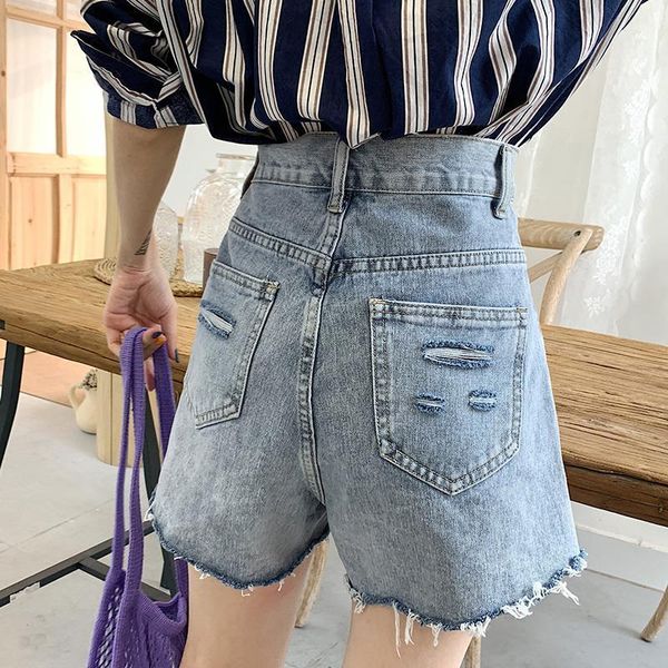 

women's shorts elegant denim high waist loose 2021 summer show thin korean version wear a-net red spring and tide, White;black