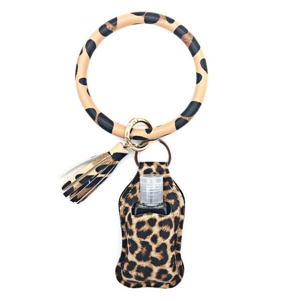 

storage bottles & jars leopard print leather bracelet wristlet keychain with empty refillable bottle 28ga