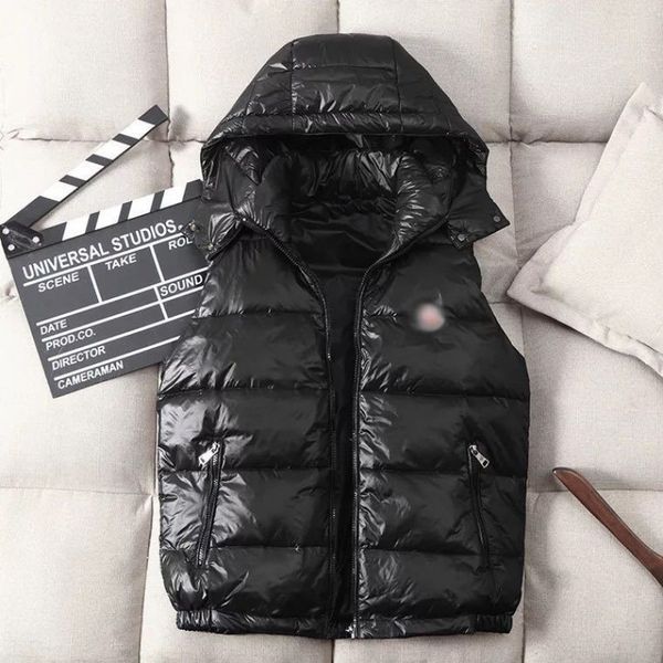 

men's down jacket cotton padded jacket men's new winter mongolian vest youth thickened bright cotton padded jacket, Black