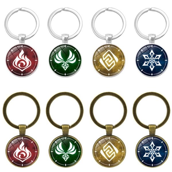 50PC Anime Portachiavi Gioco Occhio di Dio Acqua Vento Tuono Fuoco Roccia Ghiaccio Elemento Cosplay Portachiavi Accessori Genshin Impact Portachiavi Y220225