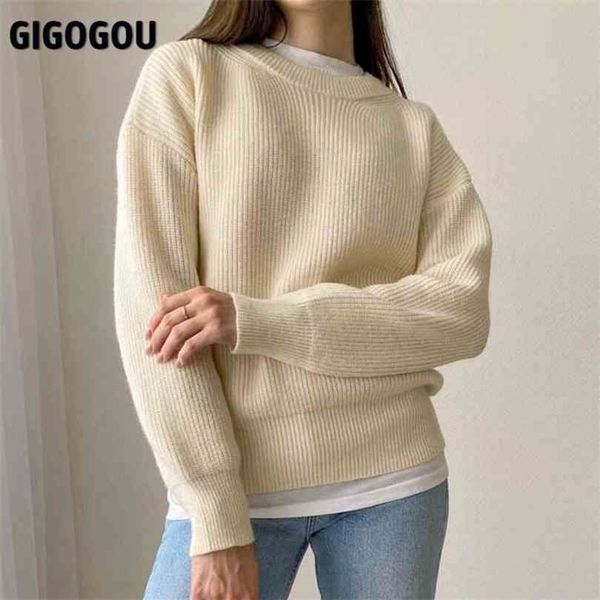 

gigogou oversized women cashmere sweater autumn winter basic knit pullovers soft female jumper christmas sweaters pull femme 210922, White;black