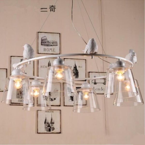 

pendant lamps european art led chandelier living dining pastoral bird e27 lustre lighting chandeliers z20