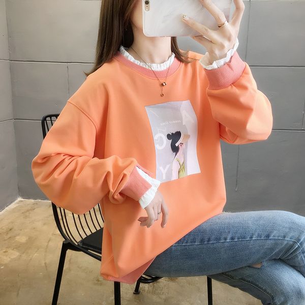 

coat female student cartoon print 2021 type of weiyi, Black