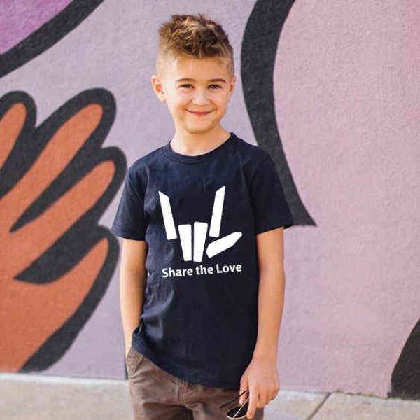 

2020 new fashion share the love childrens tees boys o-neck short sleeves t-shirt girls fashion street style soft tshirts g1224, Blue