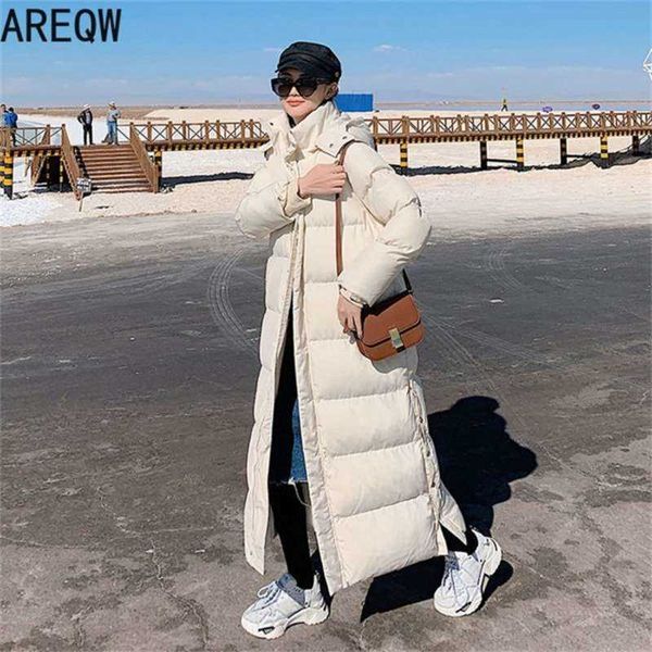 

winter clothe woman parkas x-long black beige thick warm jacket ankle length 210927