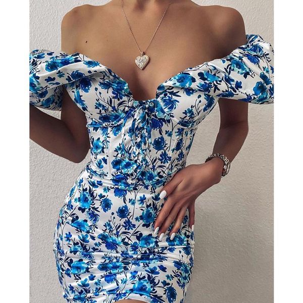 

missnight floral bodycon summer dress off shoulder v neck bandage mini dresses women zipper streetwear casual, Black;gray