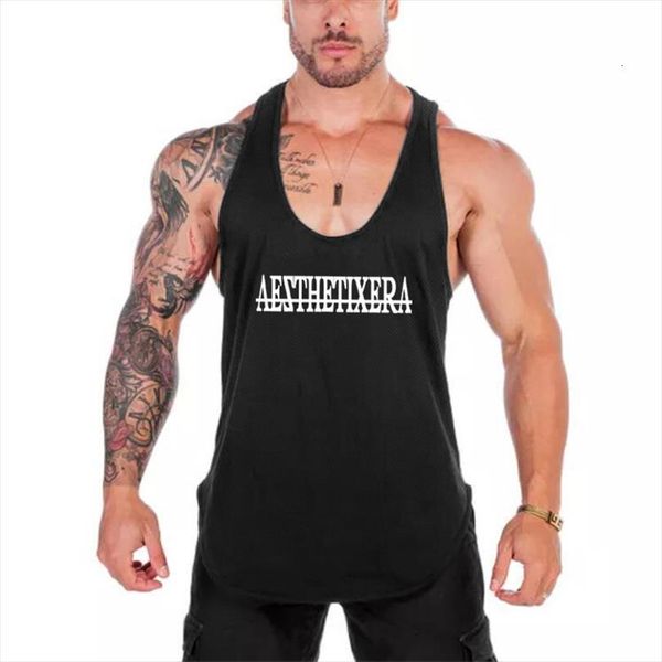 

brand fitness casual mesh men mens tank muscle singlets fashion vest workout man gym clothing bodybuilding sleeveless shirt, White;black