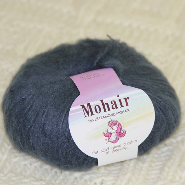 

sale 1ballsx25g luxury soft mohair yarn crochet mastic wrap shawl hand knitting 291-35 graphite, Black;white