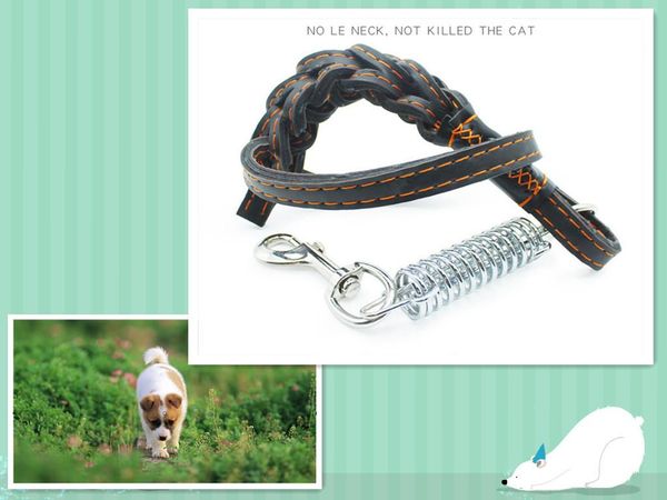 

dog collars & leashes cowhide pet leash chain large short suitable for golden retriever alassamo
