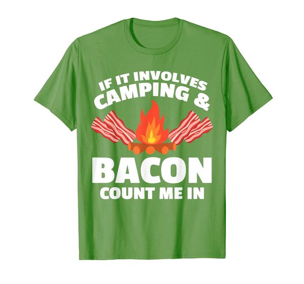 

camping and bacon funny campfire t-shirt, White;black