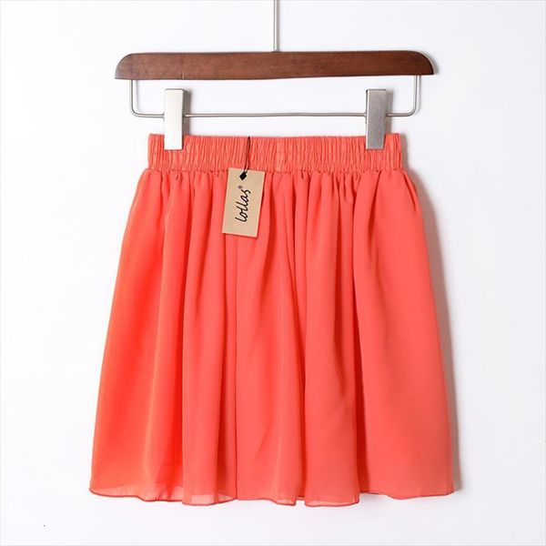 

fashion high waist women skirts double layer chiffon pleated solid color plus size candy, Black