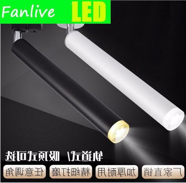 

track lights fanlive 10pcs/lot 7w 10w 15w 20w cob led ceiling rail lighting spot light angle adjustable spotlight ac 110v 220v