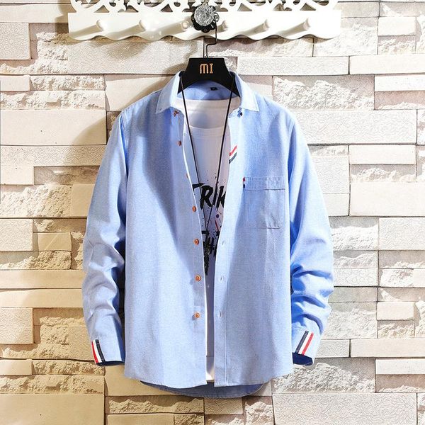 

long-sleeved shirts for young men in the spring and autumn of 2021 korean version trend slim handsome men's studen casual, White;black