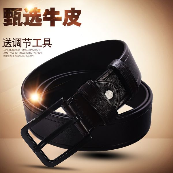 

leather pin buckle belt men's leisure fashion business, Black;brown
