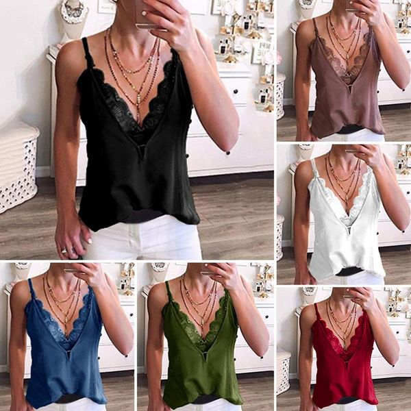 

women's tanks & camis v neck lace strap for women summer thin wild solid vest camisole crop tank casual sleeveless basic woman, White