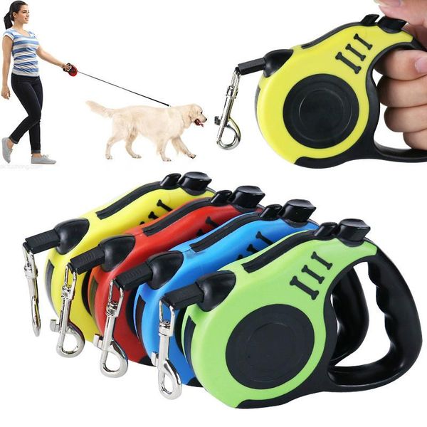 

pet supplies durable dog leash automatic retractable nylon lead extending puppy walking running leads for medium dogs collars & leashes