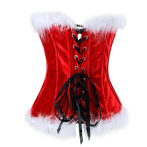 Shapers feminino Separqi 2022 Costume de espartilho de Natal Miss Santa Bustier Top Red Overbust Halloween