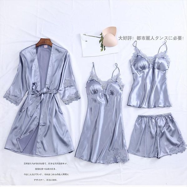 

pajamas suit satin kimono womens sleepwears robe gown intimate lingerie casual bride bridesmaid wedding nightgown, Black;red