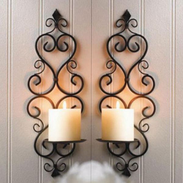 

european wall candle stand tealight holders home decor iron metal candlebrela