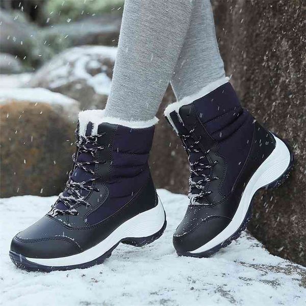 

snow boots plush warm ankle boots for women winter shoes waterproof boots women female winter shoes booties botas mujer 210914, Black