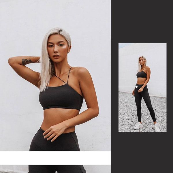

sports bra fitness women running crop gym workout padded yoga elastic high impact push up brassiers activewear clothing, White;black