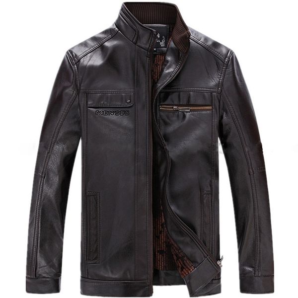 

2019 new spring clothes middle-aged and elderly standing collar washed pu leather men's jacket, Black