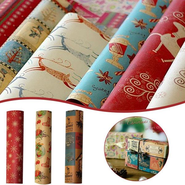 

christmas decorations printing kraft paper roll crafts art gift packaging decorative rope label xmas for party diy supplies