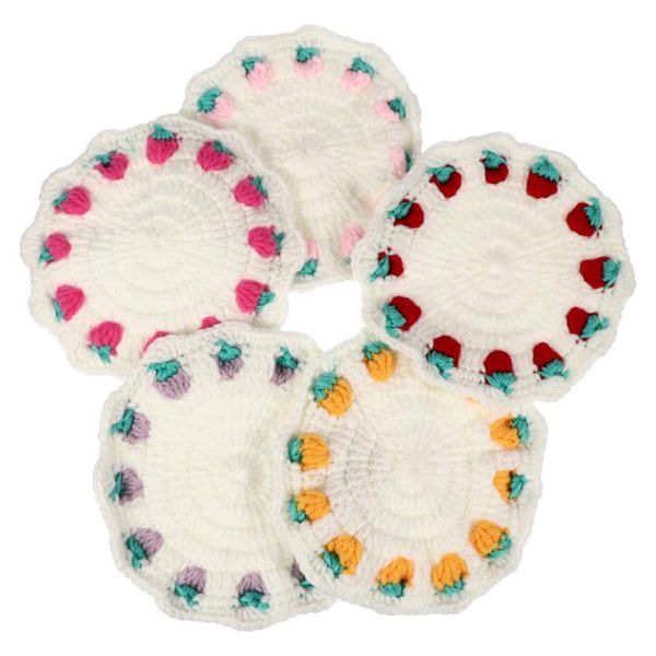 

planters & pots 5pcs strawberry braided insulating pad thicken woven cup holder pads