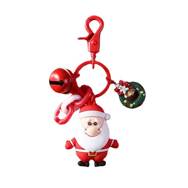 

christmas key rings cartoon santa elk keychain with small bell gift for kids, Slivery;golden