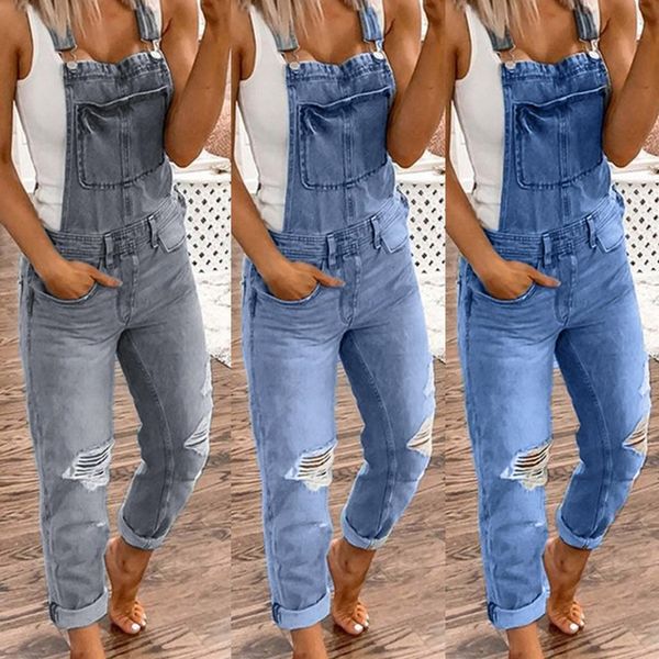 

30h washed denim bib women jumpsuit jeans jump suit overalls casual ripped oversized bodysuit dropshipping rompers, Black;white