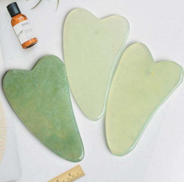 Strumento di massaggio di giada naturale Guasha Board Gua Sha Trattamento viso Favore di partito NaturalJade Stone Raschiando Cura Strumenti sani WLL901