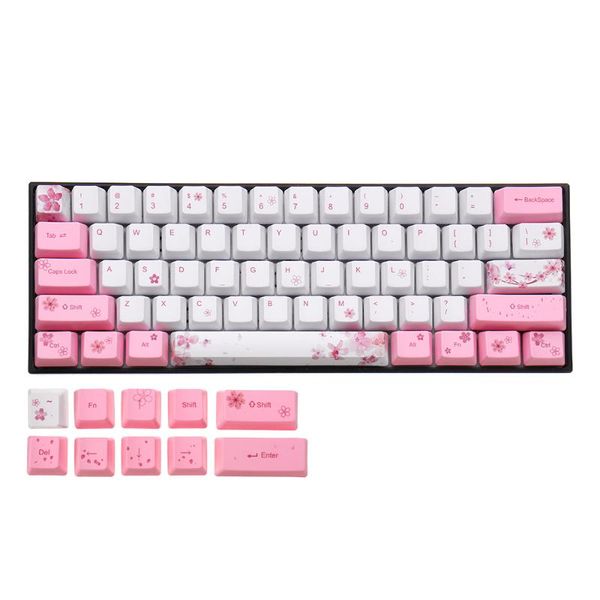 

sakura keycaps mechanical keyboard pbt dye-sublimation keycap for 60% anne pro 2 royal kludge rk61 geek gk61 lapkeyboards
