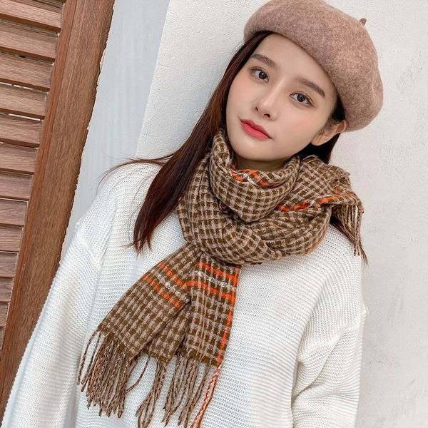 

scarves autumn and winter women's european american cashmere like scarf thermal tassel shawl thickened, Blue;gray