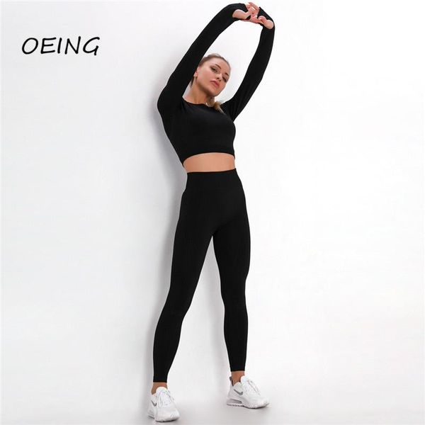 

yoga outfit entgoing seamless 2 piece set women gym long sleeve leggings workout