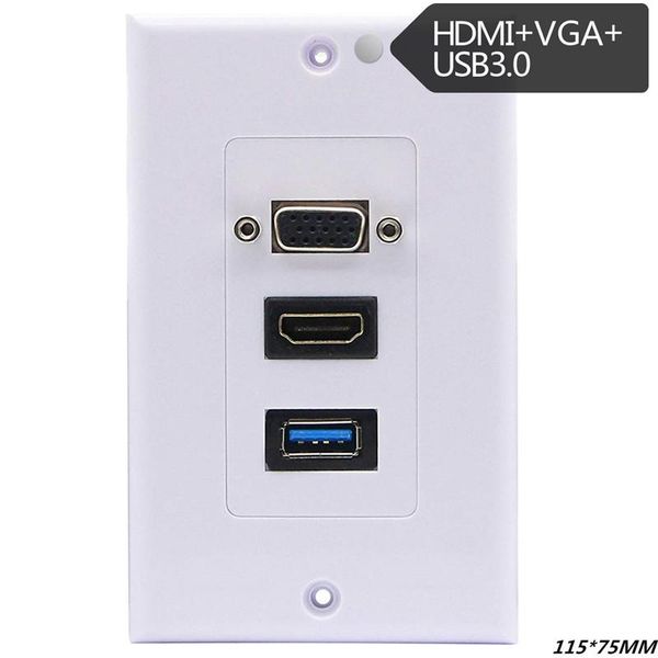 

1pc vga usb3.0 wall plate composite jack outlet hdtv 1080pabs audio cables & connectors