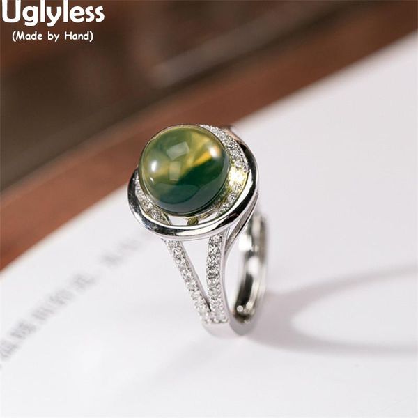 

cluster rings uglyless natural gemstones blue perot for women fashion dress jewelry amber 925 silver crystals bijoux, Golden;silver