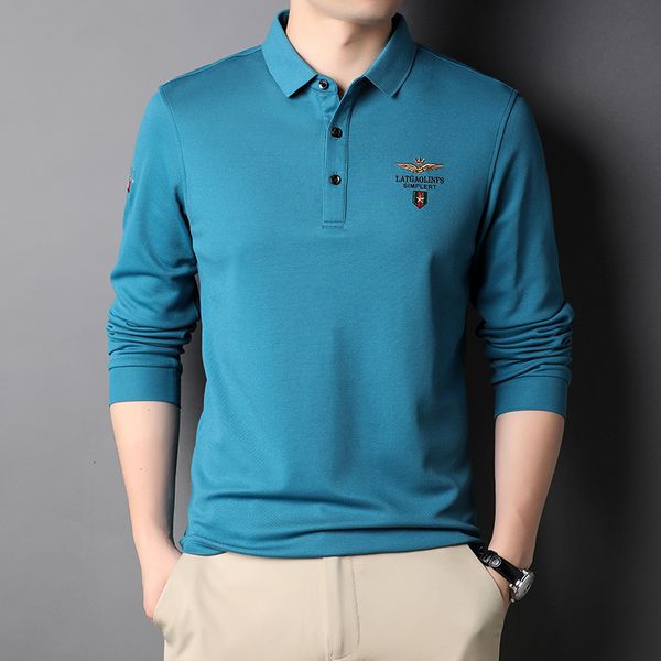 

t- men's long sleeve korean casual spring and autumn solid color lapel polo loose cotton bottomed shirt trend, White;black