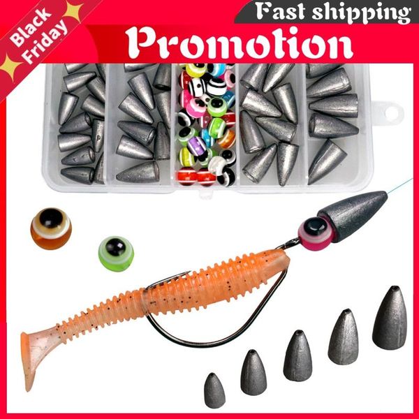 

fishing accessories 64pcs weights texas rig set lead sinker fish eye beads tackle box diy kit