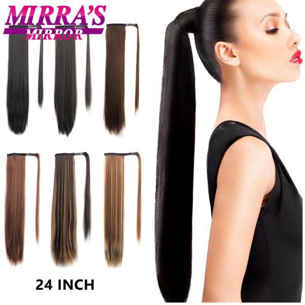 

synthetic wigs ponytail wrap around 24inch straight drawstring hairpieces clip in ponytails for women, Black