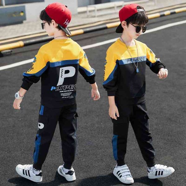 

boys' autumn sportswear set 2021 new spring autumn fashion cool big children's foreign style net red, hsome and, Black;white