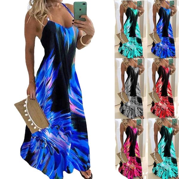 

charming dresses 2021 xiaxian thin skirt flame print slim suspender, Black;gray