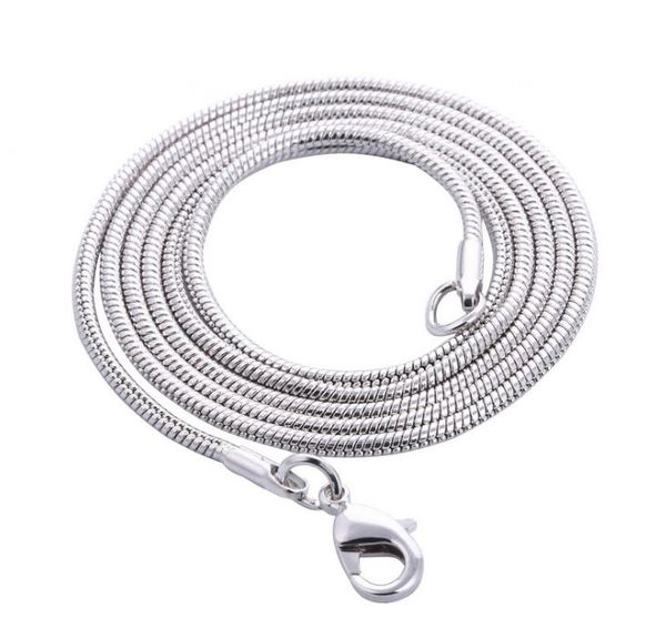 

100pcs fashion jewelry 1mm 925 silver snake chain necklace 18inch/46cm fast ship